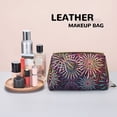 thumbnail image 4 of Bingfone Fireworks2 Print Leather Makeup Bag, Portable Hand-held Zipper Female Cosmetic Bag Toiletry Bag, Suitable for Home and Travel, 4 of 6
