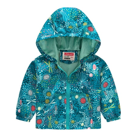 

ZHUASHUM Toddler Boys Girls Jackets Printing Cartoon Hooded Outerwear Zipper Coats Long Sleeve Windproof Coats