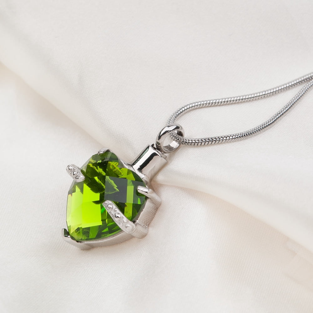 Cremation Urn Necklace For Human Ashes August Birthstone Crystal Heart Keepsake Ashes Memorial Jewelry With Velvet Jewelry Box