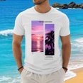 thumbnail image 2 of Trendy Pullover for Men Graphic Tees Print Short Sleeve Crew Neck T Shirt Casual Fall Summer Tops White,S, 2 of 5