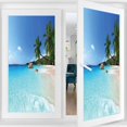 thumbnail image 2 of Ocean Decorative Window Film, Surf Beach Scenic, Glue Free Static Privacy PVC Window Film, W35.4 x L78.7 Inch Blue Turquoise, 2 of 5