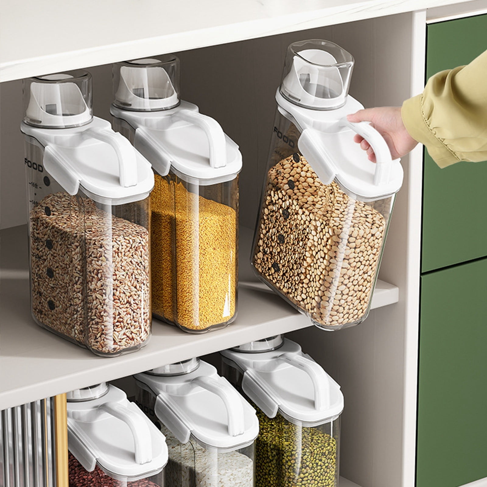 2Pack Slim Rice Container Storage Dry Food Airtight Container Kitchen Storage Containers Airtight Food Storage With Pouring Spout For Oatmeal Grain Cereal Pasta Flour Food Storage Home Decor