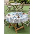 thumbnail image 4 of Outdoor Tablecloth with Umbrella Hole for Patio/Picnic/Party/Camping, Coastal Sea Turtle Waterproof Table Cloth Round Cover Washable, Nautical Ocean Creatures Starfish (Dia 60"), 4 of 9