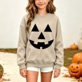 thumbnail image 4 of Risckoth Girl's Pumpkin Face Print Crew Neck Sweatshirt, Warm Long Sleeve Casual Pullover, 4 of 8