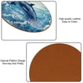thumbnail image 5 of Dolphin Set of 6 Round Coasters, Microfiber Leather Drink Coasters for Cups, 4.3x4.3 Inch Table Coasters, Coaster Set for Home and Office, 5 of 6