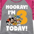 thumbnail image 3 of Mickey & Friends - Hooray I'm 3 Today - Toddler And Youth Girls Raglan Graphic T-Shirt, 3 of 5