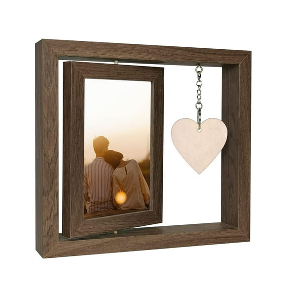 Family Picture Frame,Rotating Floating Photo Frames Double Sided Display, HD Acrylic Frame for Vertical Horizontal Tabletop 6 Inch