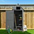 thumbnail image 2 of Royard Oaktree Outdoor Storage Cabinet Wooden Garden Storage Shed Outside Vertical Shed with Adjustable Shelves and Lock Tall Tool Shed Organizer for Outside, Backyard and Patio,Grey, 2 of 7