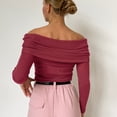 thumbnail image 5 of RXIRUCGD Chandail Tricoté à Manches Longues et Épaules Dénudées pour Femmes, Col Rond, Automne/hiver 2024, Rouge, Taille : m, 5 of 5