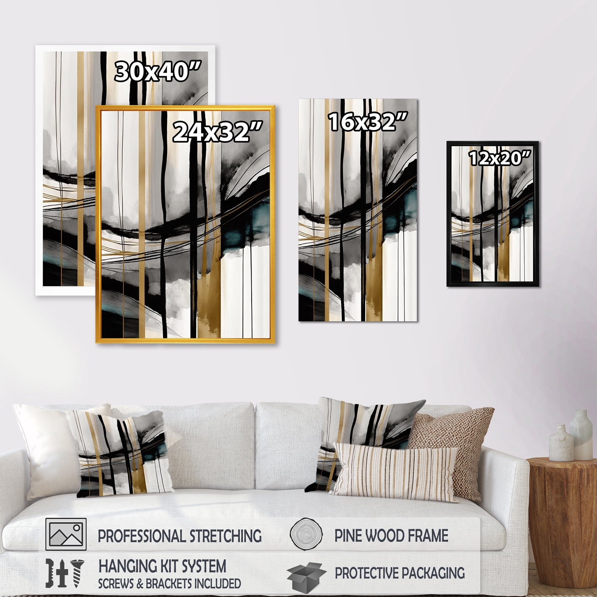 Designart Abstract Transitional Modern Shapes II Canvas Wall Art