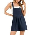 thumbnail image 4 of Women Sleeveless Linen Short Overalls with Pockets Loose Fit Summer Casual Jumpsuits Wide Leg Bib Rompers for Casual, 4 of 9