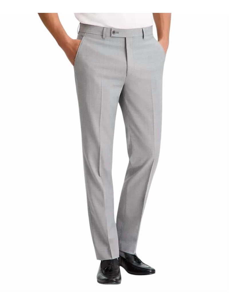 Calvin Klein Men's Slim-Fit Wool-Blend Stretch Suit Pants - Light Grey