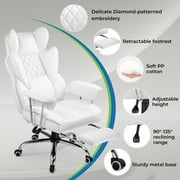 GTRACING Ergonomic Executive Cozy Fabric Gaming Office Chair with Footrest, White
