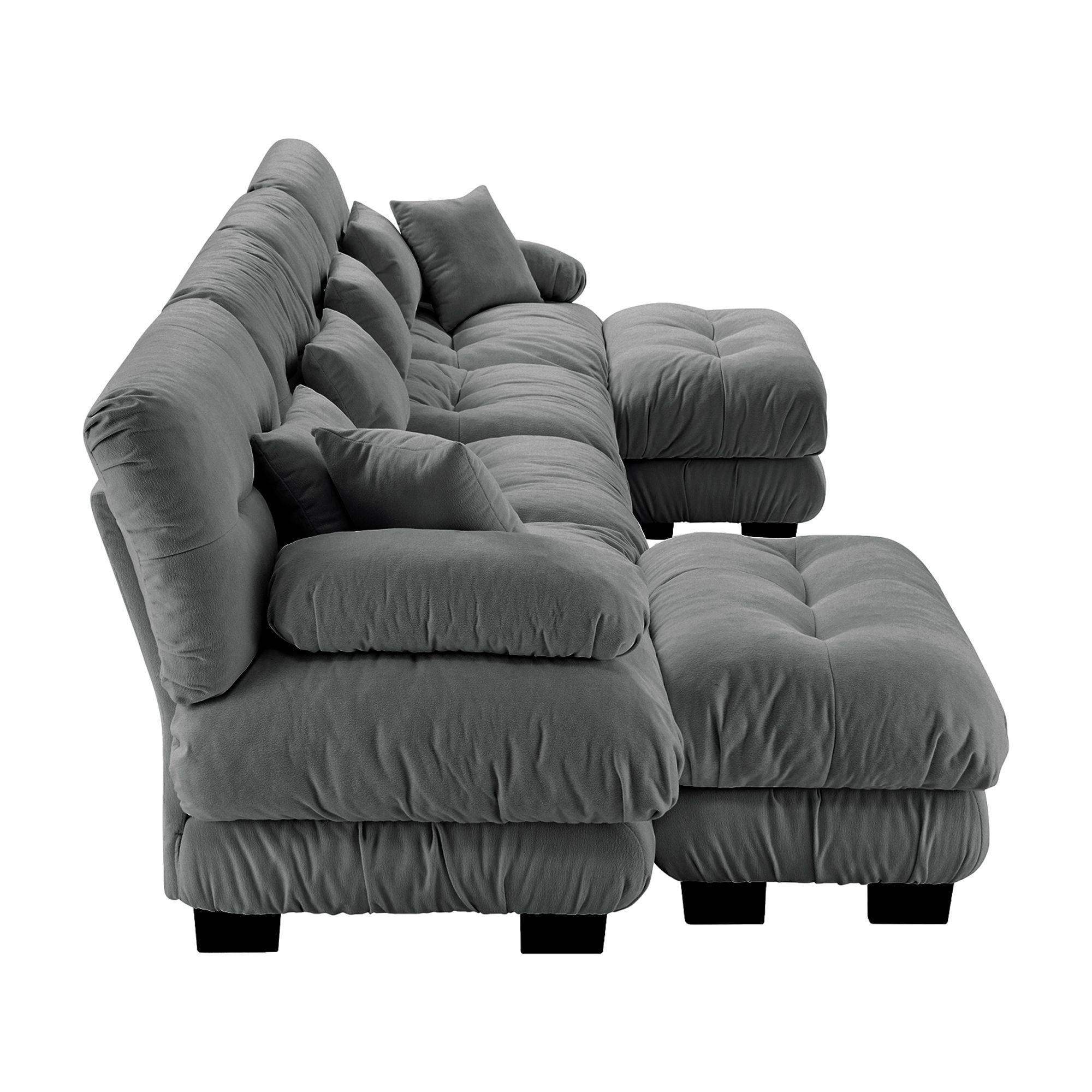 Gewnee White Chenille Cloud Couch 2 Seater Sofa for Living Room, Chenille 2 - Seat sofa with 2 Lumbar pillows and 2 throw pillows,