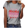 thumbnail image 1 of Top casual de manga corta con cuello redondo y estampado de letras en color sólido para el día de la madre de primavera y verano para mujer OAVQHLG3B Store  lin121212, 1 of 5