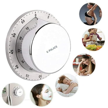 GLiving Kitchen Timer, Cooking Timer Clock with Alarm Magnetic Backing Stand, Stainless Steel Body Mechanical Countdown Timer Kitchen Reminder - Silver 1Pack