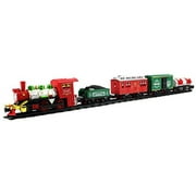 Classic Christmas Train Express 17 Piece Battery Operated Toy Train Set w/ 5 Train Cars, 12 Railway Tracks, 4 Track Configurations