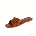 thumbnail image 4 of Domuza Sandals For Women 2026 Summer Flats Comfortable Wide Width Cute Slides Womens Casual Walking Beach PU Leather Shoes Brown 7.5（EU-39）, 4 of 4