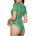 thumbnail image 2 of Saiise Pyjama à Manches Courtes Motif Animaux Amusants dans la Jungle pour Femmes, Col Rond, Justaucorps Extensible avec Fermeture à Pression-Moyen, 2 of 7