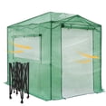 thumbnail image 7 of EAGLE PEAK 8x6 Portable Walk-in Greenhouse Instant Pop-up Indoor Outdoor Plant Gardening Green House Canopy with Dual Roll-up Zipper PE Door & Upgraded Screen Mesh Door, Green, 7 of 7