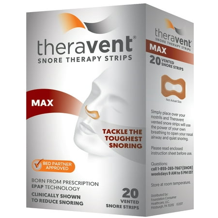 Theravent Snore Therapy Quiet Nights Flexible Seal Strips, Max, 20