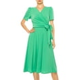 thumbnail image 4 of MOA COLLECTION Women's Stylish Solid Faux Wrap Dress with Deep V-Neck, 4 of 5