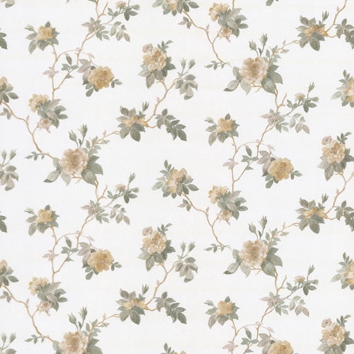Scrolling Floral Silver Miriam Wallpaper