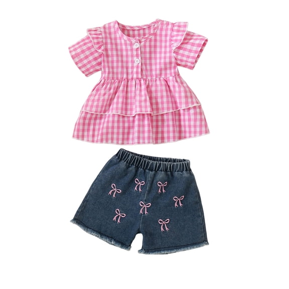TOWED22 Infant Baby Girl Summer Outfits 2Pcs Clothes Set Floral Short Sleeve T-Shirt and Soft Shorts Toddler(Pink,3-6 M)