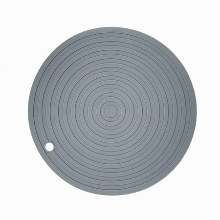 

NICEXMAS Large Size Table Desk Placemats Round Silicone Coaster Bowl Pad Dish Plate Mat Kitchen Non-Slip Heat Resistant Insulation Table Mat (Grey)
