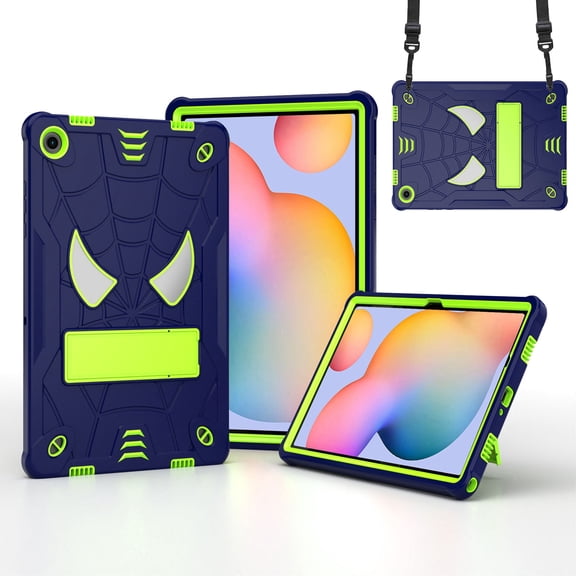 ELEHOLD For Samsung Galaxy Tab A11  2025 11-inch Rugged Case with Crossbody Strap,Shockproof Multi-Angle Stand Cover ,Navyblue Green