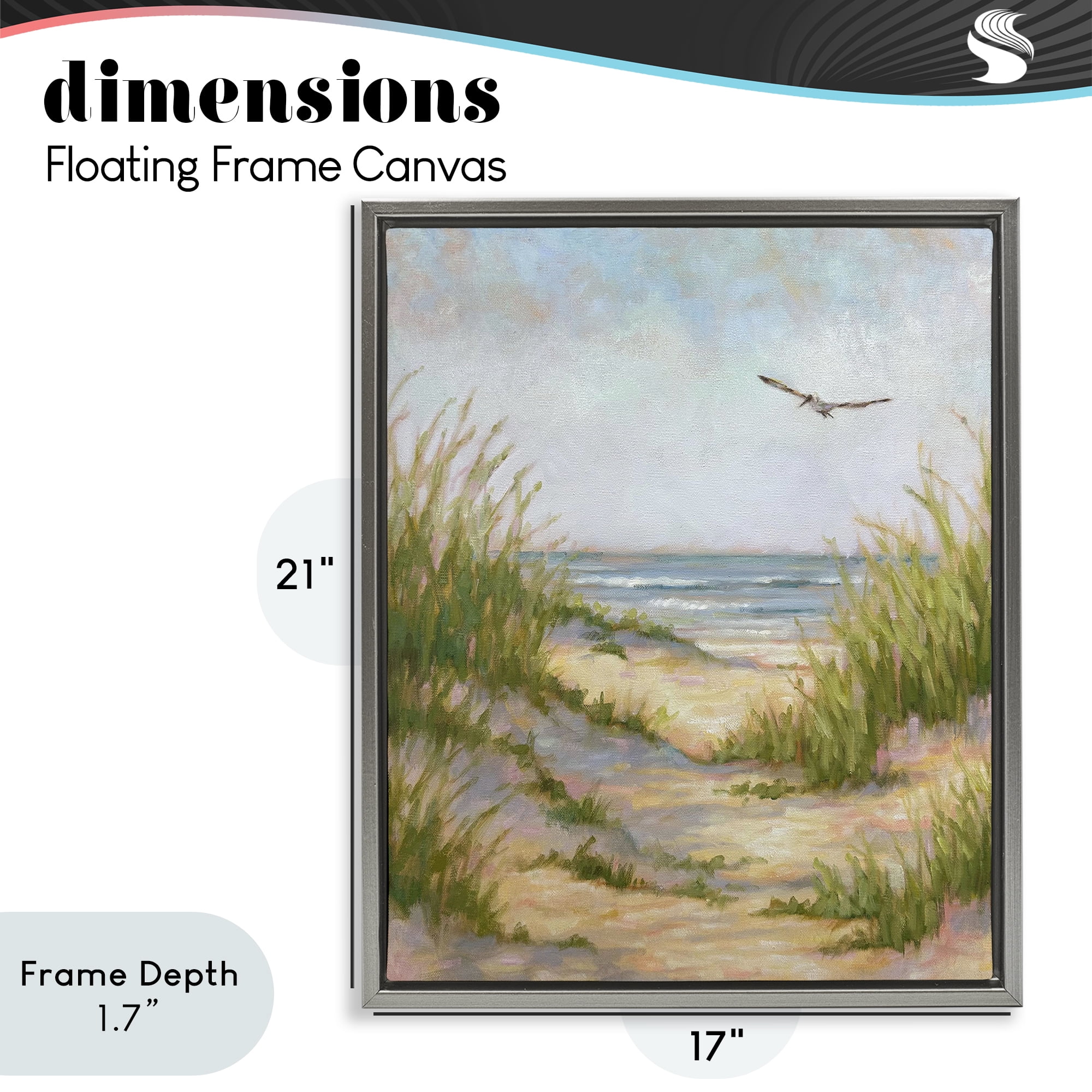 Stupell Industries Peaceful Beach Sand Dunes Gray Framed Floater Canvas Wall Art, design by Linda Sperruzzi