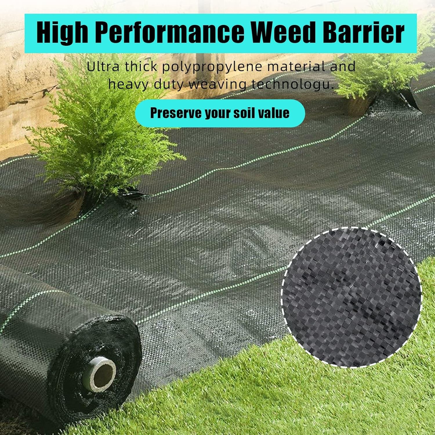 5 oz Weed Barrier Landscape Fabric 4 ft x 250 ft – Heavy Duty Ground Cover for Weed Control & Erosion Prevention – High Permeability UV Stabilized – for Garden, Flower Beds, Landscaping