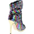 thumbnail image 5 of Liliana Maxim-12 Multi Color Sequins Peep Toe High Heel Above Ankle Bootie, 5 of 7