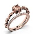 thumbnail image 3 of Antique Dazzling Boho & hippie 1.75 Carat Round Cut Morganite And Diamond Moissanite Unique Engagement Ring, Wedding Ring in10k Solid Rose Gold, Affordable Gift For Woman, Bridal Set, Matching Band, 3 of 3