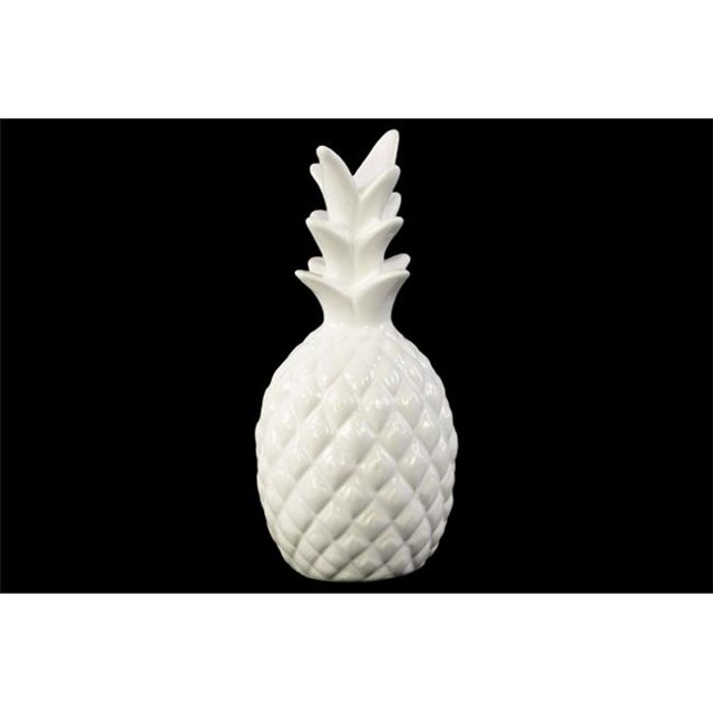 Figurine d'Ananas en Céramique - Blanc Brillant