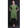 thumbnail image 3 of Bimba Kurti Asymétrique Brun à Blocs Damassés Imprimés pour Femmes, Robe d'Été Indienne Tunique, Très Grand, 3 of 6