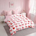 thumbnail image 3 of Erosebridal Pink Heart Bow Flower Twin Bedding for Girls, Romantic Girly Sweetheart Stripe Bedding Comforter Set, Pink Reversible 7pcs, 3 of 6