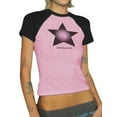 thumbnail image 4 of Coduop Women Summer Short Sleeve Crop Tops Star Print Contrast Color T-Shirts Slim Fit Tee Shirt, 4 of 9