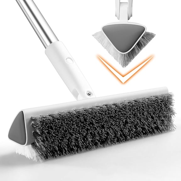 Floor Scrub Brush with Long Handle, Heavy Duty Hard Bristle Tile Scrubber for Cleaning Shower, Wood Floors, Concrete, and Garage – Stiff Bristle Floor Brush