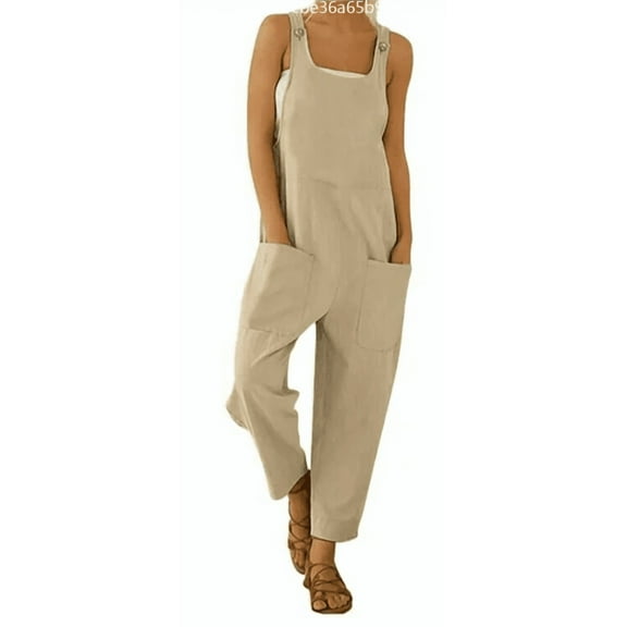ladies Overalls Bib Multi-Pockets Bib-and-Brace Overalls Jumpsuit Pant Suspender trousers Strap Trouser romper women