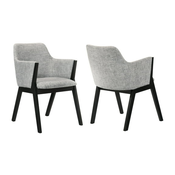Ergode Renzo Light Gray Fabric and Black Wood Dining Side Chairs - Set of 2