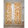 thumbnail image 5 of Thanksgiving Sheer Curtains 96 inches Long, Orange Maple Leaf Farm Wood Orange Plaid Light Filtering Sheer Window Curtains Rod Pocket Voile Drapes for Bedroom Living Room, 52"W x 96"L 2 Panels, 5 of 7