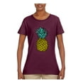 thumbnail image 2 of Wild Bobby, Trendy Tropical Pineapple, Fashion, Women Graphic Tee, Maroon, XX-Large, 2 of 4