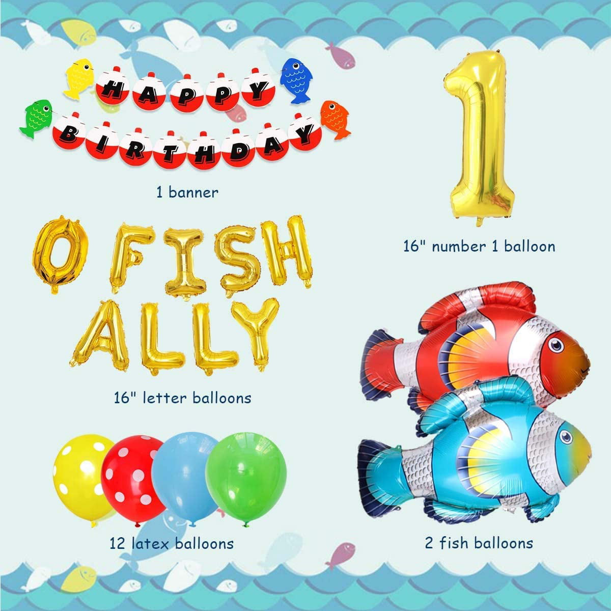 Fishing First Birthday Decorations, Gone Fishing Party Supplies, O
