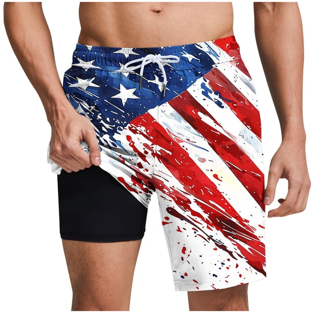 Pantalones Cortos para Hombre Cintura Elástica con Bolsillos, Forro de Impresión de Moda Casual para la Playa, Al Aire Libre Y el Uso Diario