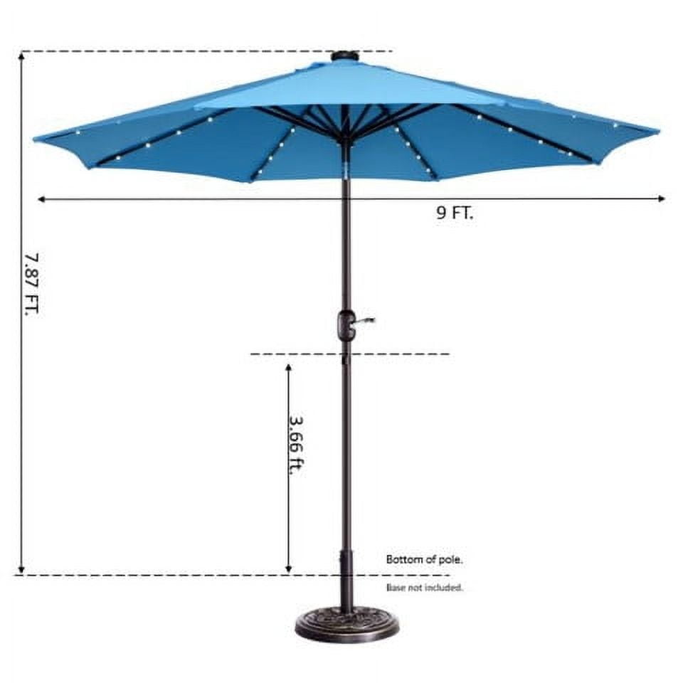 Villacera 9FT Outdoor Patio Umbrella with Solar Lights and Tilt, Blue