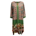 thumbnail image 3 of Sakmal Plus Size Summer Dresses for Womens Knee Length Graphic Shift Dress Green Vintage 3/4 Sleeve V-Neck Ladies Dresses for Summer, 3 of 5