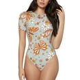 thumbnail image 1 of Balery Retro Floral Butterfly Body de cuello redondo de manga corta para mujer Tops de manga corta Tops básicos-Small, 1 of 7