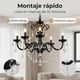 thumbnail image 3 of Lámpara de techo moderna, Lámparas de cristal de 6 luces, Adecuada para decoración de techo interior en sala de estar, Dormitorio, Cocina, Comedor (Negro), 3 of 9