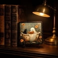 thumbnail image 6 of Cheapark Halloween Wooden Tabletop Sign, Bathroom Bedroom Shelf Tiered Tray Decor Plaque, Vintage Ghost Bathtub Black Cat Art Ornament with Metal Display Stand Single Wood Decor, 6 of 7
